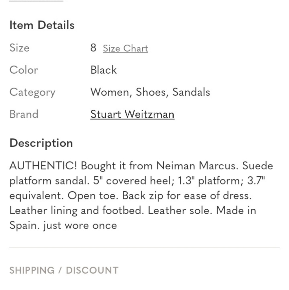 STUART WEITZMAN Elegant Black Suede High Heel Platform Sandals, Size 7½ - Picture 10 of 10